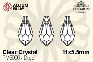 PREMIUM Drop Pendant (PM6000) 11x5.5mm - Clear Crystal - Haga Click en la Imagen para Cerrar