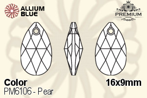 PREMIUM CRYSTAL Pear Pendant 16x9mm Light Rose