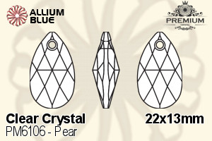 PREMIUM Pear Pendant (PM6106) 22x13mm - Clear Crystal - Haga Click en la Imagen para Cerrar
