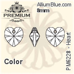 プレミアム Heart ペンダント (PM6228) 8mm - カラー