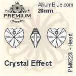 プレミアム Heart ペンダント (PM6228) 28mm - クリスタル エフェクト