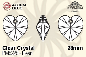PREMIUM Heart Pendant (PM6228) 28mm - Clear Crystal - Haga Click en la Imagen para Cerrar