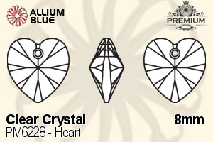 プレミアム Heart ペンダント (PM6228) 8mm - クリスタル - ウインドウを閉じる