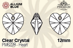PREMIUM Heart Pendant (PM6228) 12mm - Clear Crystal - Click Image to Close