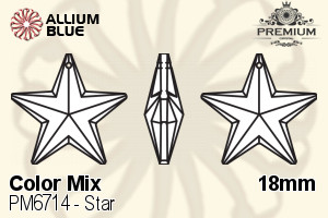 PREMIUM Star Pendant (PM6714) 18mm - Color Mix - Haga Click en la Imagen para Cerrar
