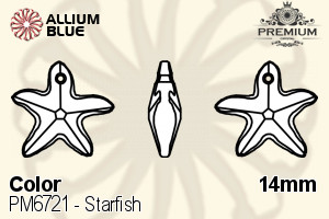 PREMIUM CRYSTAL Starfish Pendant 14mm Blue Zircon