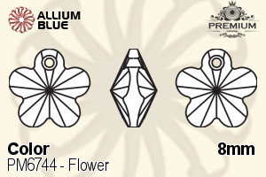 PREMIUM CRYSTAL Flower Pendant 8mm Light Siam