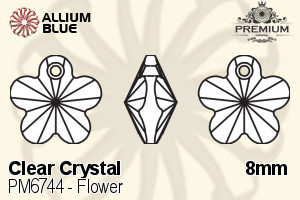 PREMIUM Flower Pendant (PM6744) 8mm - Clear Crystal - Click Image to Close