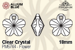 PREMIUM Flower Pendant (PM6744) 18mm - Clear Crystal - Haga Click en la Imagen para Cerrar