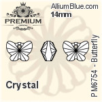 PREMIUM Butterfly Pendant (PM6754) 14mm - Clear Crystal
