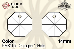 PREMIUM CRYSTAL Octagon 1-Hole Pendant 14mm Siam