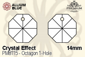 PREMIUM CRYSTAL Octagon 1-Hole Pendant 14mm Crystal Silver