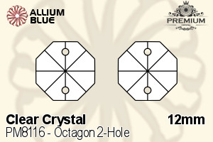 プレミアム Octagon 2-Hole ペンダント (PM8116) 12mm - クリスタル