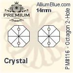 PREMIUM Octagon 2-Hole Pendant (PM8116) 14mm - Clear Crystal