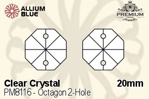 プレミアム Octagon 2-Hole ペンダント (PM8116) 20mm - クリスタル