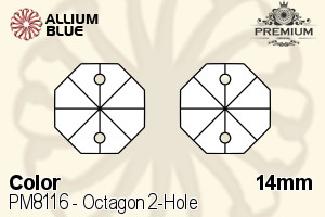 PREMIUM CRYSTAL Octagon 2-Hole Pendant 14mm Olivine