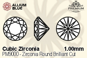 PREMIUM CRYSTAL Zirconia Round Brilliant Cut 1mm Zirconia Blue Sapphire