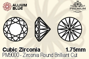 PREMIUM CRYSTAL Zirconia Round Brilliant Cut 1.75mm Zirconia Blue Sapphire