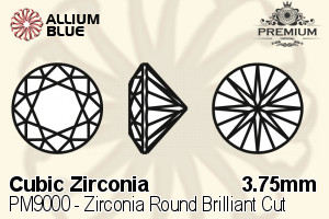 PREMIUM CRYSTAL Zirconia Round Brilliant Cut 3.75mm Zirconia Black
