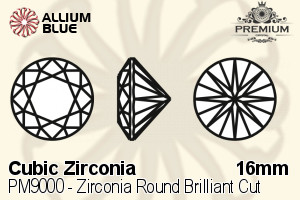PREMIUM CRYSTAL Zirconia Round Brilliant Cut 16mm Zirconia White