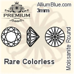 プレミアム Moissanite ラウンド Brilliant カット (PM9010) 3mm - Rare カラーless
