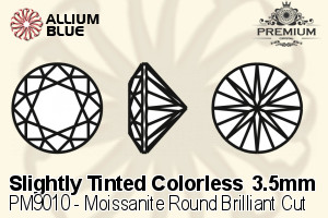 PREMIUM Moissanite Round Brilliant Cut (PM9010) 3.5mm - Slightly Tinted Colorless - 关闭视窗 >> 可点击图片