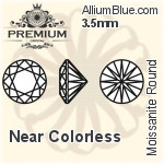 プレミアム Moissanite ラウンド Brilliant カット (PM9010) 3.5mm - Near カラーless