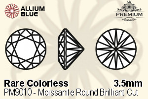 プレミアム Moissanite ラウンド Brilliant カット (PM9010) 3.5mm - Rare カラーless