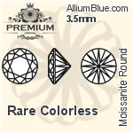 プレミアム Moissanite ラウンド Brilliant カット (PM9010) 3.5mm - Rare カラーless