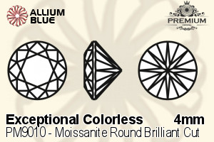 プレミアム Moissanite ラウンド Brilliant カット (PM9010) 4mm - Exceptional カラーless