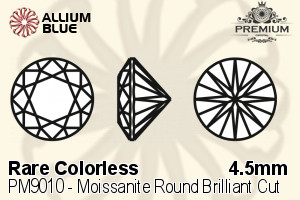 PREMIUM Moissanite Round Brilliant Cut (PM9010) 4.5mm - Rare Colorless - 关闭视窗 >> 可点击图片