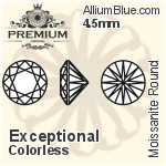 プレミアム Moissanite ラウンド Brilliant カット (PM9010) 4.5mm - Exceptional カラーless