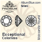 プレミアム Moissanite ラウンド Brilliant カット (PM9010) 5mm - Exceptional カラーless