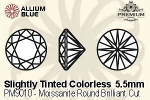 PREMIUM Moissanite Round Brilliant Cut (PM9010) 5.5mm - Slightly Tinted Colorless - 关闭视窗 >> 可点击图片