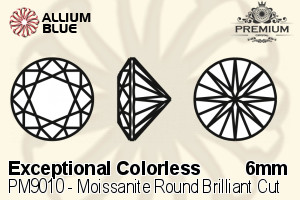 プレミアム Moissanite ラウンド Brilliant カット (PM9010) 6mm - Exceptional カラーless - ウインドウを閉じる