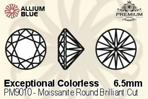 PREMIUM Moissanite Round Brilliant Cut (PM9010) 6.5mm - Exceptional Colorless