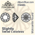 プレミアム Moissanite ラウンド Brilliant カット (PM9010) 7.5mm - Slightly Tinted カラーless