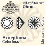 プレミアム Moissanite ラウンド Brilliant カット (PM9010) 7.5mm - Exceptional カラーless