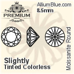 プレミアム Moissanite ラウンド Brilliant カット (PM9010) 8.5mm - Slightly Tinted カラーless