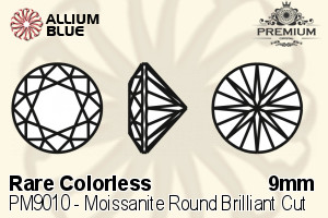 PREMIUM Moissanite Round Brilliant Cut (PM9010) 9mm - Rare Colorless - 關閉視窗 >> 可點擊圖片
