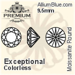 プレミアム Moissanite ラウンド Brilliant カット (PM9010) 9.5mm - Exceptional カラーless