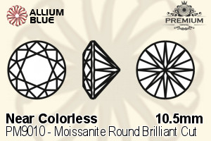 PREMIUM Moissanite Round Brilliant Cut (PM9010) 10.5mm - Near Colorless - 關閉視窗 >> 可點擊圖片