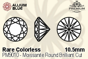 PREMIUM CRYSTAL Moissanite Round Brilliant Cut 10.5mm White Moissanite F