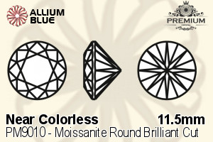 PREMIUM Moissanite Round Brilliant Cut (PM9010) 11.5mm - Near Colorless - Haga Click en la Imagen para Cerrar