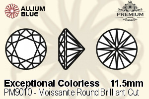 プレミアム Moissanite ラウンド Brilliant カット (PM9010) 11.5mm - Exceptional カラーless - ウインドウを閉じる