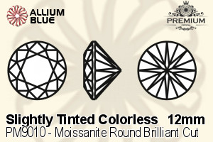 PREMIUM Moissanite Round Brilliant Cut (PM9010) 12mm - Slightly Tinted Colorless