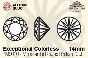 プレミアム Moissanite ラウンド Brilliant カット (PM9010) 14mm - Exceptional カラーless