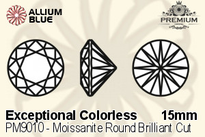 PREMIUM Moissanite Round Brilliant Cut (PM9010) 15mm - Exceptional Colorless
