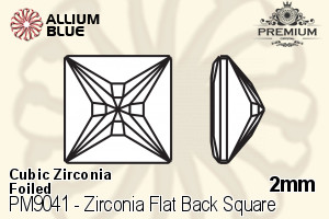 PREMIUM Zirconia Flat Back Square (PM9041) 2mm - Cubic Zirconia With Foiling