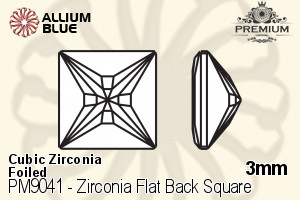 PREMIUM Zirconia Flat Back Square (PM9041) 3mm - Cubic Zirconia With Foiling